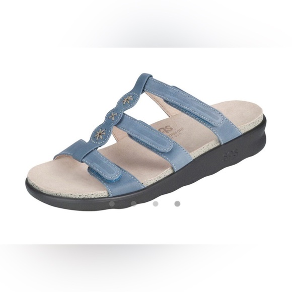 SAS Naples Slide Blue and Cream Sandals-Size 9.5 M - Picture 2 of 12